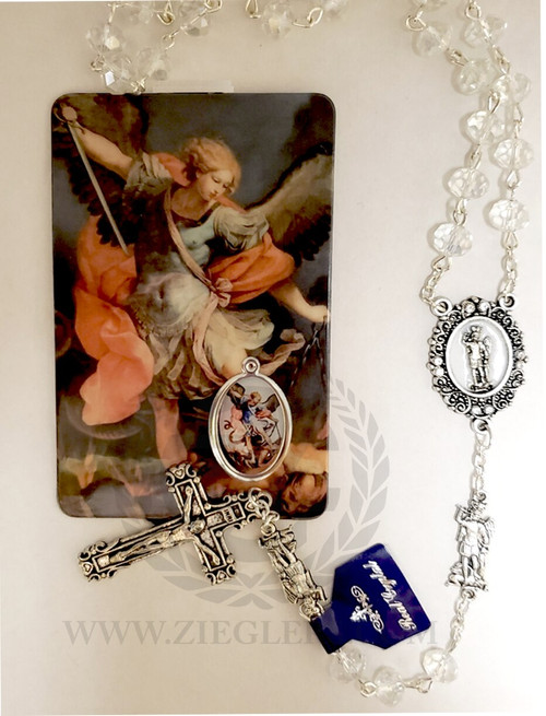 Rosary Beads | Saint Michael Centerpiece | Includes Prayer Card | Crystal Beads Rosary Beads | Saint Michael Centerpiece | Includes Prayer Card | Crystal Beads