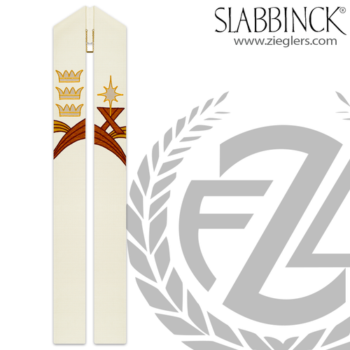Overlay Stole for Christmas with Manger & Three Kings in White by Slabbinck SL503805 Overlay Stole for Christmas with Manger & Three Kings in White by Slabbinck SL503805