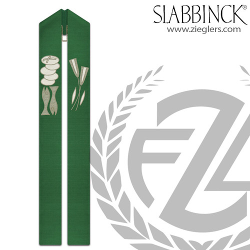 Overlay Stole | Fish & Wheat | Polyester & Cotton | Green | Slabbinck | Belgium  Overlay Stole | Fish & Wheat | Polyester & Cotton | Green | Slabbinck | Belgium