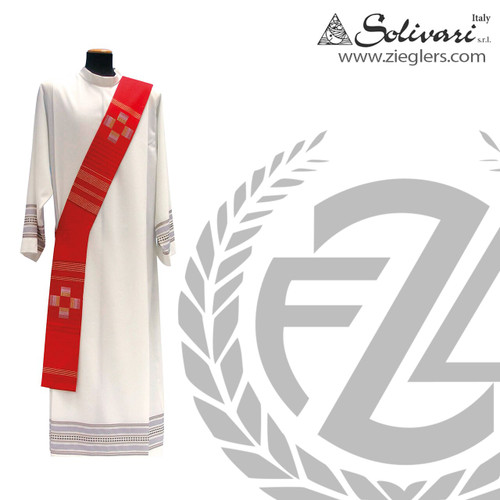 Deacon Stole  with embroidered modern cross made of wool measures 55 by 5 inches from solivari of italy 860 Deacon Stole  with embroidered modern cross made of wool measures 55 by 5 inches from solivari of italy 860