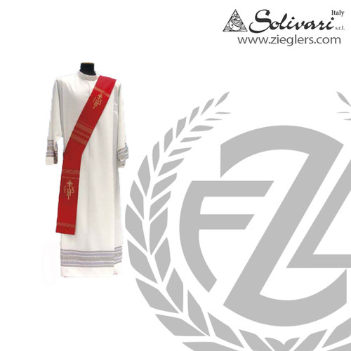 Deacon Stole | IHS Cross  | Polyester| 5 Colors | 55" | Solivari | Italy | 220D Deacon Stole | IHS Cross  | Polyester| 5 Colors | 55" | Solivari | Italy | 220D