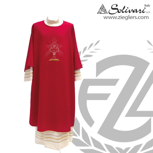 dalmatic with embroidered Blessed Sacrament made of polyester measures 47 inches long by solivari of Italy 333 dalmatic with embroidered Blessed Sacrament made of polyester measures 47 inches long by solivari of Italy 333