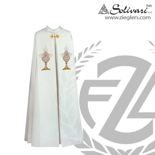 cope with embroidered Blessed Sacrament made of polyester measures 55 inches long by solivari of Italy 333 cope with embroidered Blessed Sacrament made of polyester measures 55 inches long by solivari of Italy 333