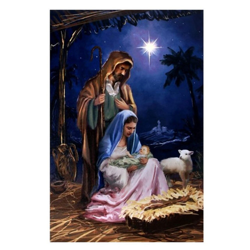 Nativity Scene Wall Art | Star Of Bethlehem | Lighted Canvas | 7 x 8-1/ ...