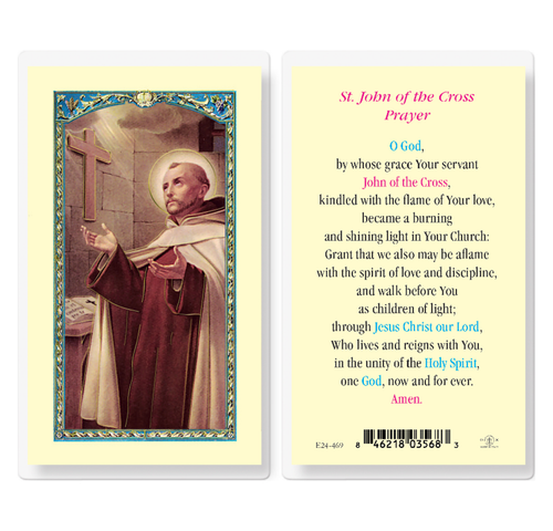 saint john of the cross Laminated holy card with prayer on back  measures 2 and 1 half by 4 and 1 half inches from italy E24-469 saint john of the cross Laminated holy card with prayer on back  measures 2 and 1 half by 4 and 1 half inches from italy E24-469