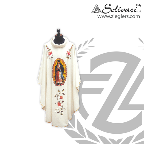 Gothic Chasuble with Our Lady of Guadalupe in Wool Blend by Solivari SOL859EW50GRU Gothic Chasuble with Our Lady of Guadalupe in Wool Blend by Solivari SOL859EW50GRU
