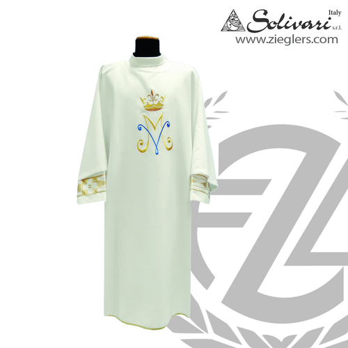 Dalmatic with  embroidered Crown & Marian Symbol Solivari Italy SOL345DW