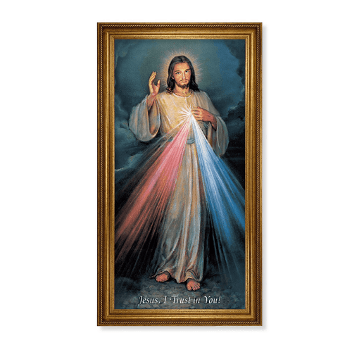 Divine Mercy Framed Print Antique Gold Frame 24 x 44