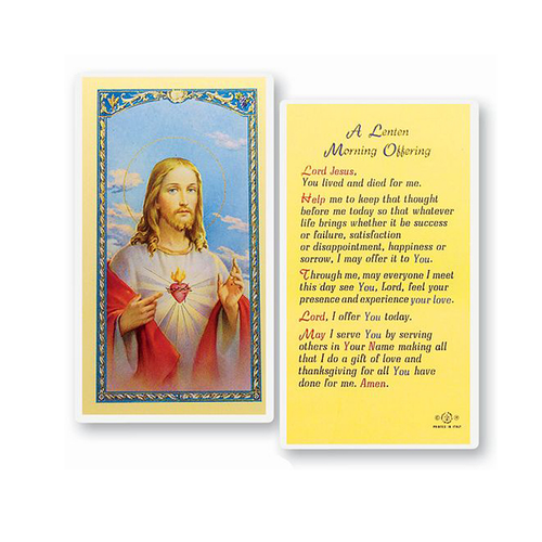 Lenten Morning Offering Holy Card with Sacred Heart Laminated GE800053-E24727  Lenten Morning Offering Holy Card with Sacred Heart Laminated GE800053-E24727