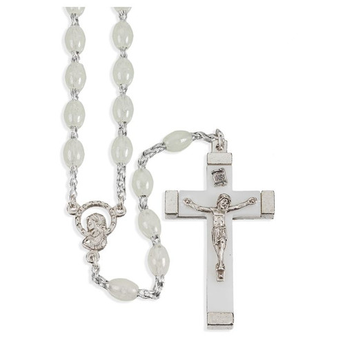 Glow in the Dark Rosary with Luminous Beads and Crucifix Shown here in regular light 
