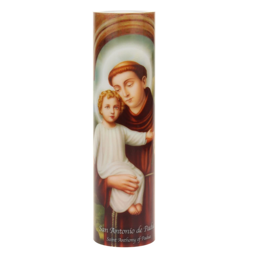 Saint Anthony LED Devotional Candle with Prayer and Timer