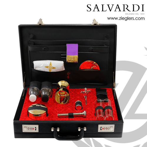 Travel Mass Kit with Gold Plated Chalice Made in Italy - Shown in suitcase