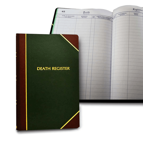 Death Register Book Standard Edition 9” x 14” RE193 Death Register Book Standard Edition 9” x 14” RE193