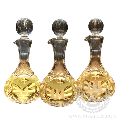 Full Glass Chrismatory Set SC OC OI 9 oz Poland