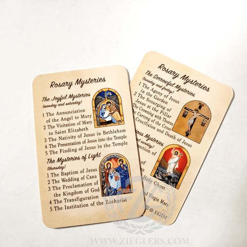 Rosary Mysteries Card Laminated 3-1/4" x 2-1/4"  EGPVCMR