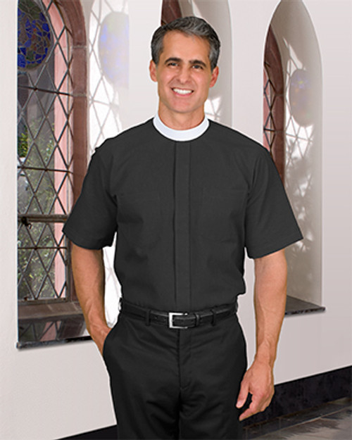 Clergy Shirt Front | Black |Cotton Blend | Made in Italy