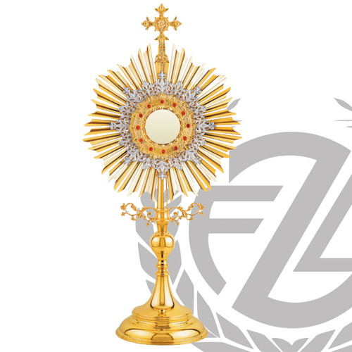 Traditional Starburst Monstrance with red stones from Poland 