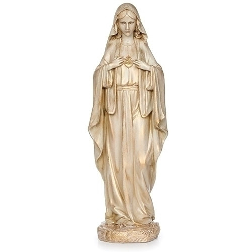 Immaculate Heart of Mary Statue - Metallic Stone look 