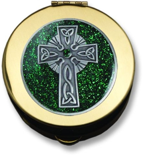 Celtic cross  Pyx Brass With Polished Finish Inside & Out Recommended for Unconsecrated Host select from two sizes Made In USA CTPS45