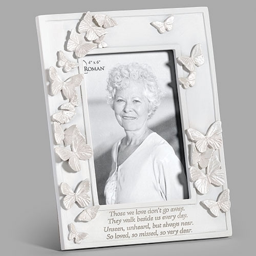 Butterfly Memorial Frame White 8.5"H