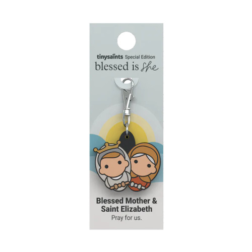 Tiny Saints Charm for Blessed is She - Showing Blessed Mother and Saint Elizabeth 