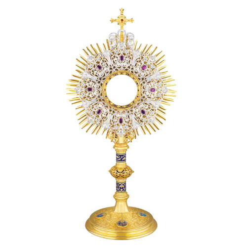 German-Inspired Baroque Monstrance with Amethyst Accents – 29-1/2"