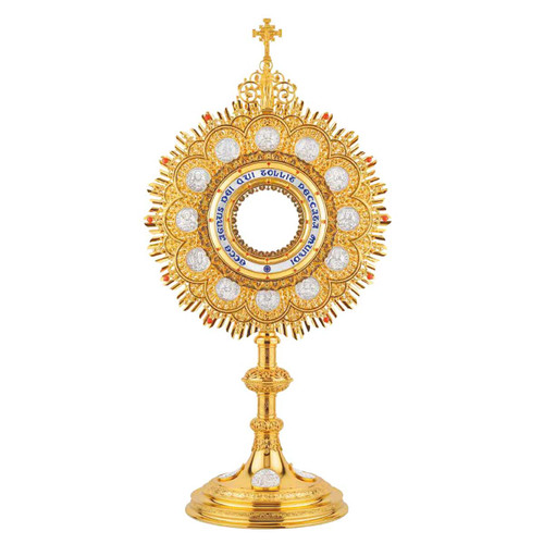 Traditional Monstrance with Apostles & Latin Inscription – 28-3/8" – 455-51