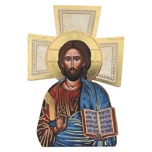 Christ the Teacher Cross with Easel and Gold Foil Accents 