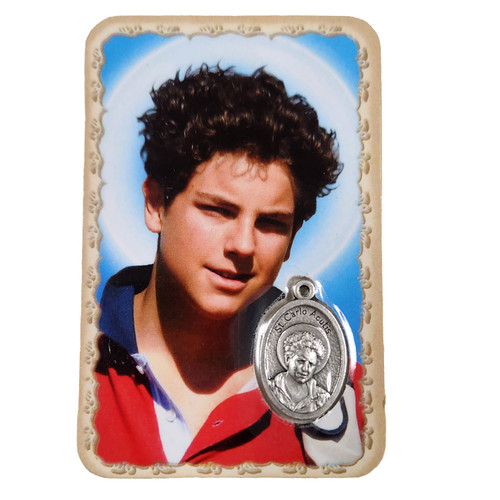 Saint Carlo Acutis Holy Card with Medal Catholic Gift