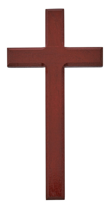 Plain Wooden Wall Cross Cherry Finish 10"