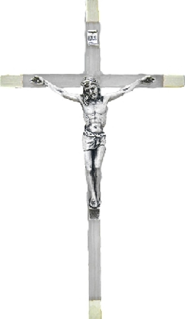 Wall Crucifix Clear Plexiglass Cross With Silver Tips and Pewter Corpus Made In Italy 9 inches TIE4180 Wall Crucifix Clear Plexiglass Cross With Silver Tips and Pewter Corpus Made In Italy 9 inches TIE4180