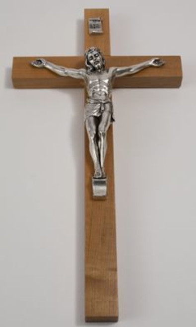Wall Crucifix Details Pear Wood Cross With Medium Brown Finish and Pewter Corpus Made In Italy measures 9 and 1 half inches TIE4284 Wall Crucifix Details Pear Wood Cross With Medium Brown Finish and Pewter Corpus Made In Italy measures 9 and 1 half inches TIE4284