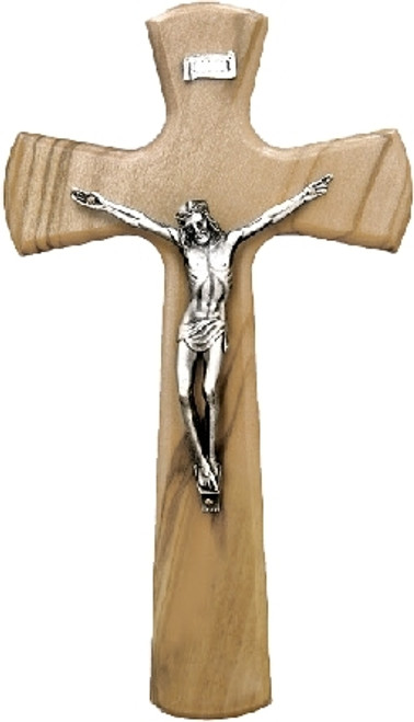 Wall Crucifix Olive Wood With Natural Finish  and Pewter Corpus Imported From Italy 1 inches TIE4133 Wall Crucifix Olive Wood With Natural Finish  and Pewter Corpus Imported From Italy 1 inches TIE4133