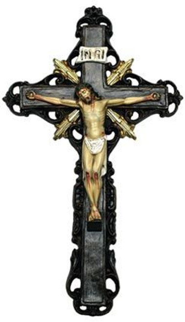 Byzantine Style Wall Crucifix with Detailed Corpus made of fiberglass Imported From Peru 12 inches SANC1204 Byzantine Style Wall Crucifix with Detailed Corpus made of fiberglass Imported From Peru 12 inches SANC1204