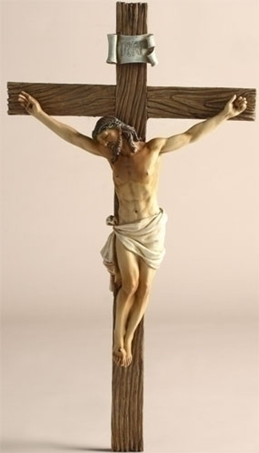 12 Free Standing Florentine Resin Crucifix with Corpus Crucifixion of Jesus