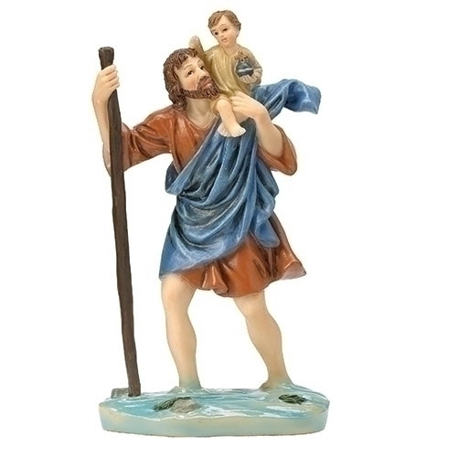 Saint Christopher Statue, Carrying Christ on Shoulder, 3-1/2