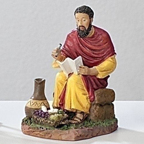 Saint Matthew Statue, With Gospel & Provisions, 3-1/2