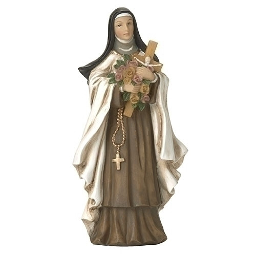 Saint Thérèse of Lisieux Statue with Crucifix and flowers made of resin
