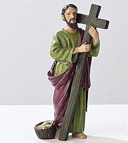 Saint Andrew Statue, Cross, Basket with Fish, 4
