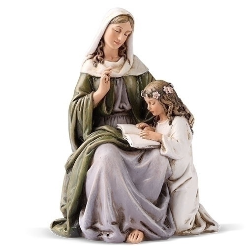 saint anne statue with young mary at her side stands 4 and 1 half inches high made of resin RO60681 saint anne statue with young mary at her side stands 4 and 1 half inches high made of resin RO60681