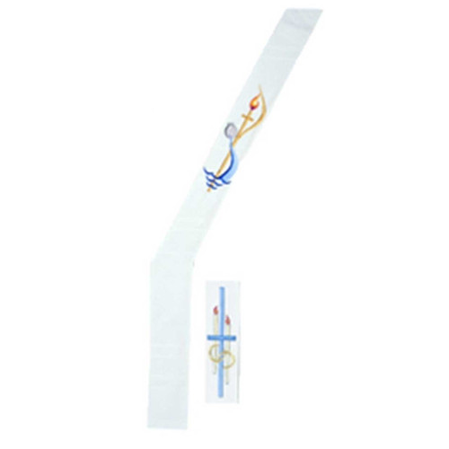 White Reversible Deacon Stole- Marriage and Baptism Embroidery