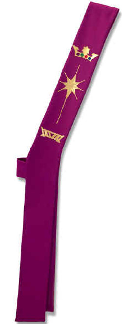 Deacon Stole in Purple, with Crib, Crown and Star Design | Theological Threads
