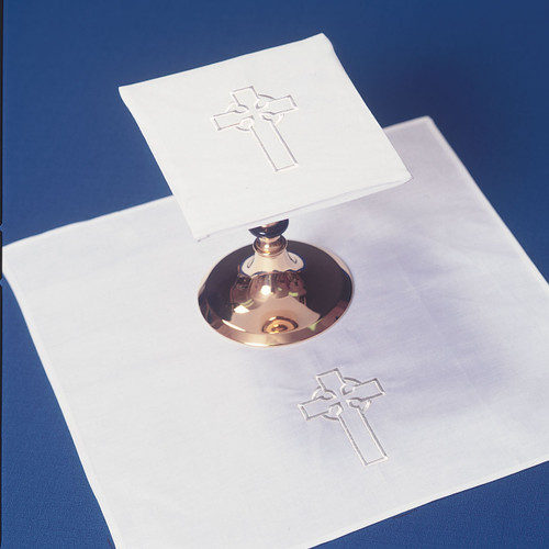 Mass Altar Linen Set with Celtic Cross or Saint John's Cross embroidery 