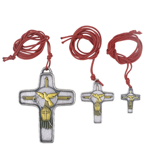 Confirmation cross pendants with red cord- all three sizes  Confirmation cross pendants with red cord- all three sizes