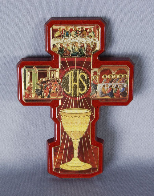 Christ & Blessed Sacrament | Communion Cross | Wood With Beveled Edges Christ & Blessed Sacrament | Communion Cross | Wood With Beveled Edges