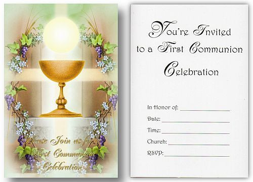 Blessed Sacrament Grapes First Communion Invitation 3 1 4 X 5