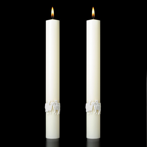 Good Shepherd Complimentary Altar Candles - Match Paschal Candle - For Easter Service  Good Shepherd Complimentary Altar Candles - Match Paschal Candle - For Easter Service