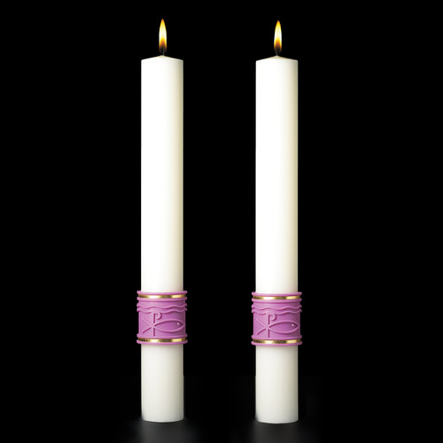 Jubilation complementing altar candles for Easter service  Jubilation complementing altar candles for Easter service