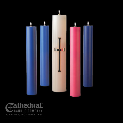 Advent Candle Shell Set includes 3 Blue and 1 Pink plastic shell Uses Disposable Canisters 