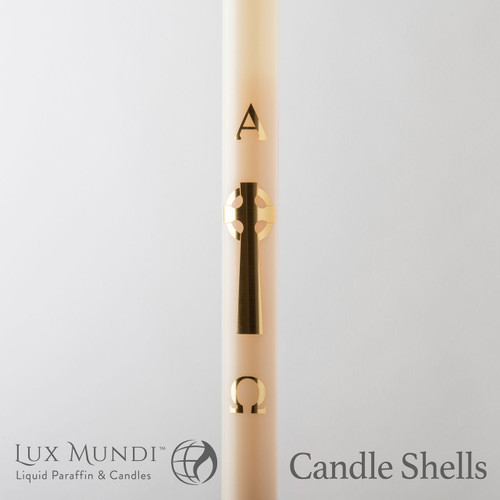 Celtic Cross Oil Paschal Candle with alpha and omega letters LNF